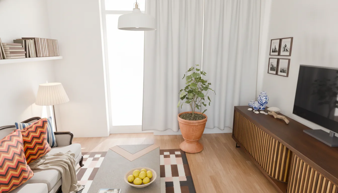 Living room and kitchen of apartment no. 2