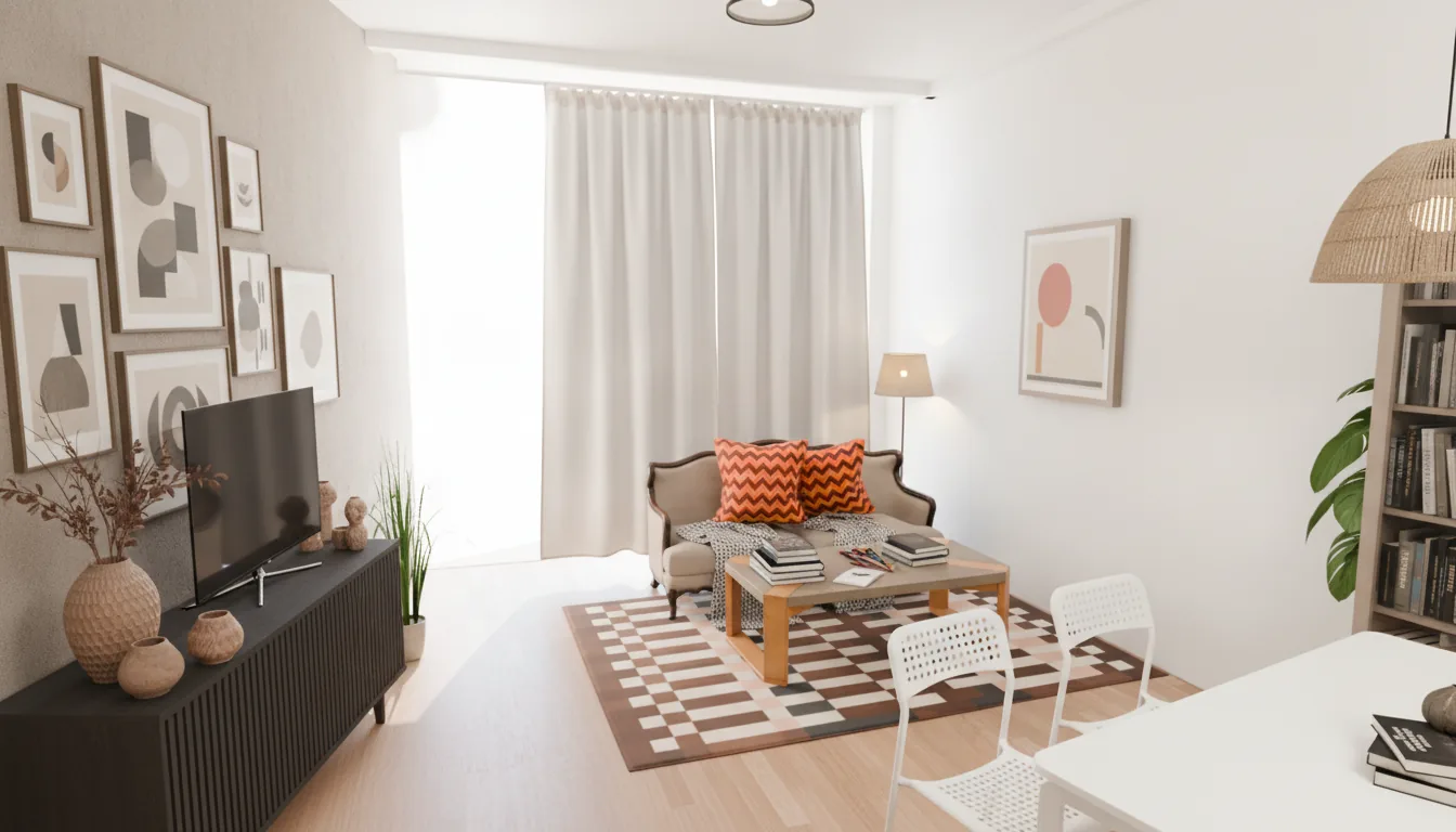 Living room and kitchen of apartment no. 5