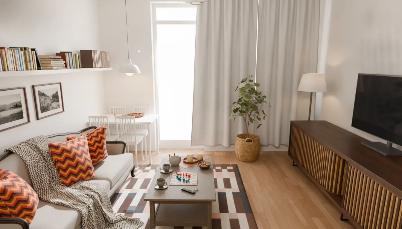 Living room and kitchen of apartment no. 7