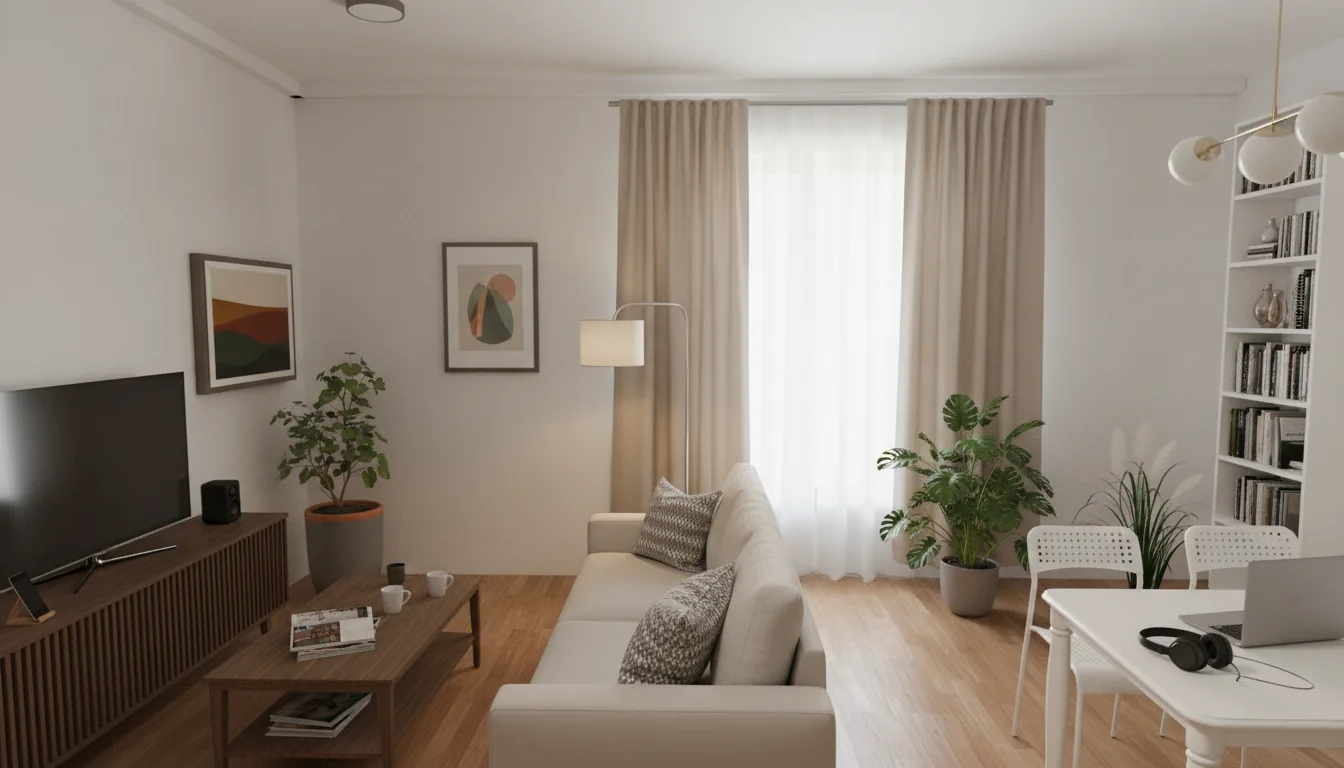 Living room and kitchen of apartment no. 8