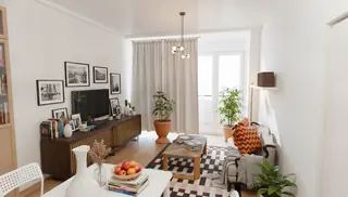 Дневна с кухня в апартамент № 6, 23,55 м²
