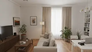 Дневна с кухня в апартамент № 8, 25,02 м²