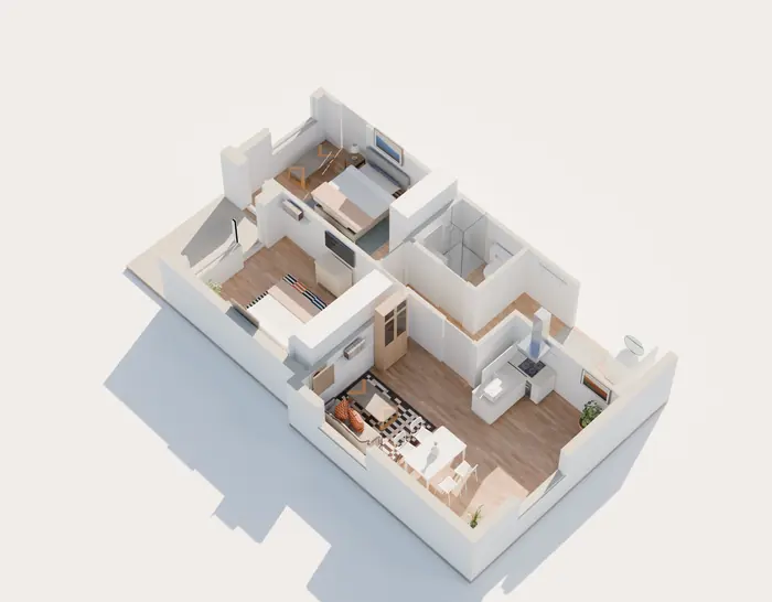 Apartment no. 8 in Pomorie, 98.93 m²: a section with furniture